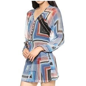 Twelfth Street by Cynthia Vincent Multicolor Geometric V-Neck Dress